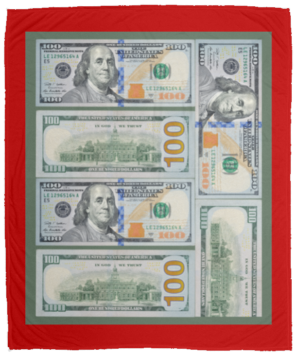 Plush Fleece Blanket - 50x60: $100 DOLLAR BILL BLANKET