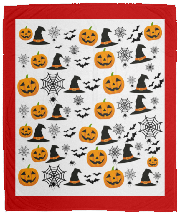 Plush Fleece Blanket - 50x60: HALLOWEEN PUMPKINS, WITCH HATS,...BLANKET