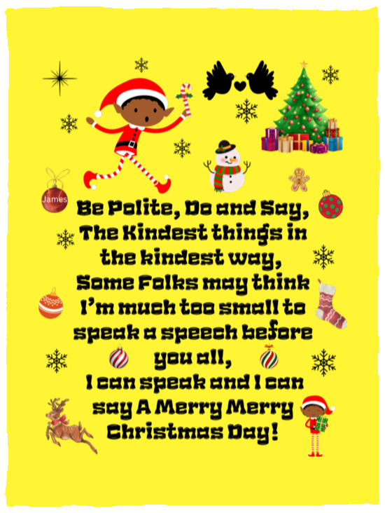 Plush Fleece Blanket - 30x40: ELF JAMES’S CHRISTMAS BLANKET BE POLITE, DO AND SAY, THE KINDEST THINGS,…