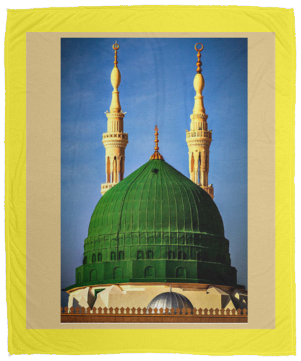 Plush Fleece Blanket - 50x60: AL-MASJID AN-NABAWI GREEN DOME BLANKET