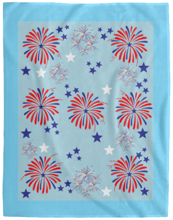 Plush Fleece Blanket - 60x80: 4TH OF JULY FIREWORKS