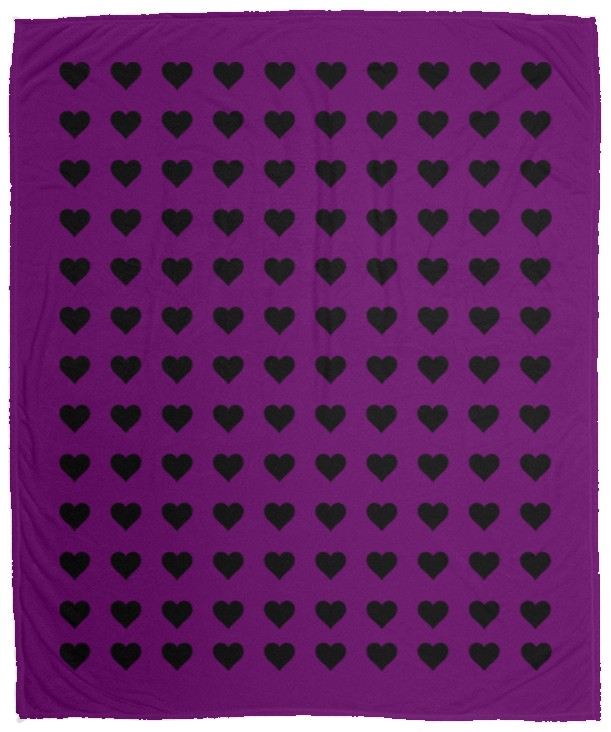 Plush Fleece Blanket - 50x60: BLACK HEARTS