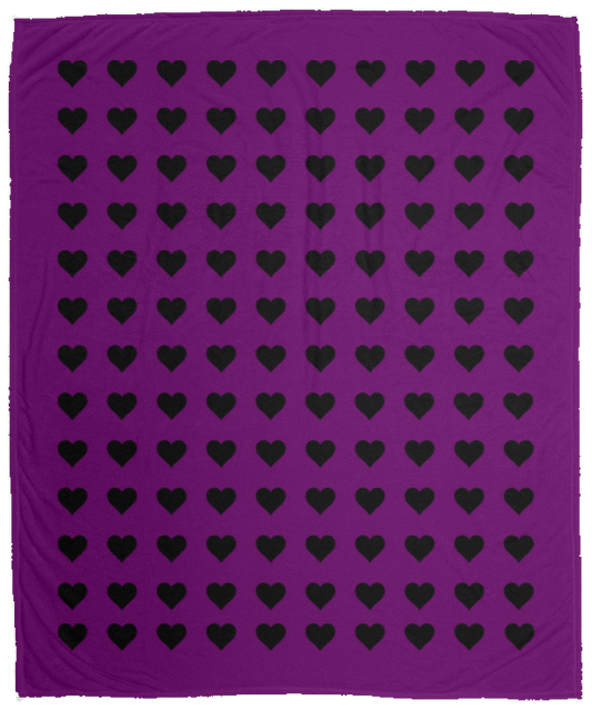 Plush Fleece Blanket - 50x60: BLACK HEARTS