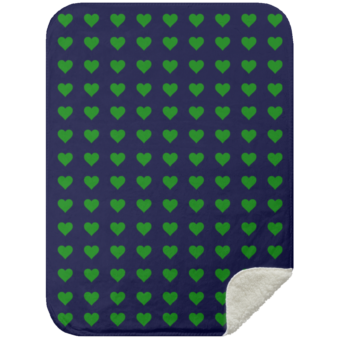 Premium Sherpa Blanket 30x40: GREEN HEARTS