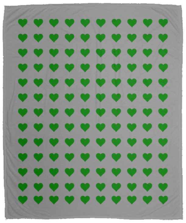 Plush Fleece Blanket - 50x60: GREEN HEARTS