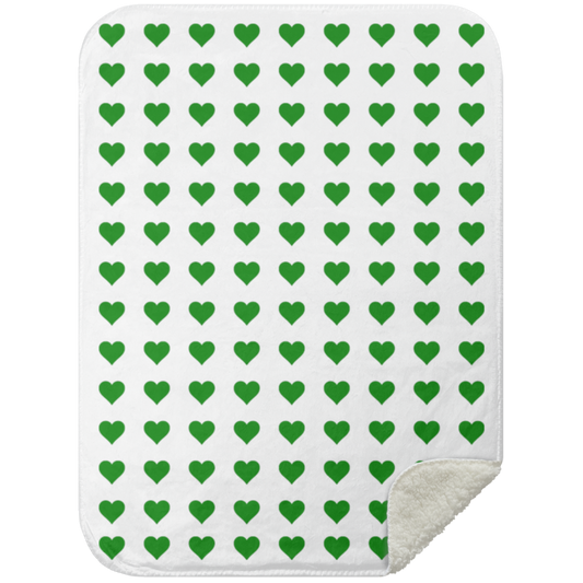 Premium Sherpa Blanket 30x40: GREEN HEARTS