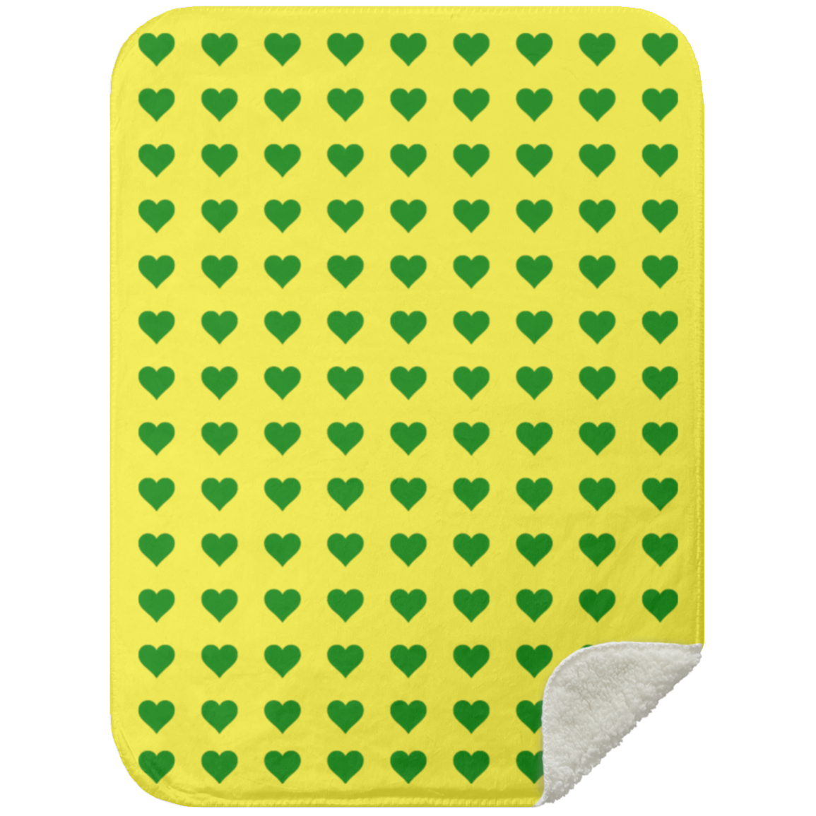 Premium Sherpa Blanket 30x40: GREEN HEARTS