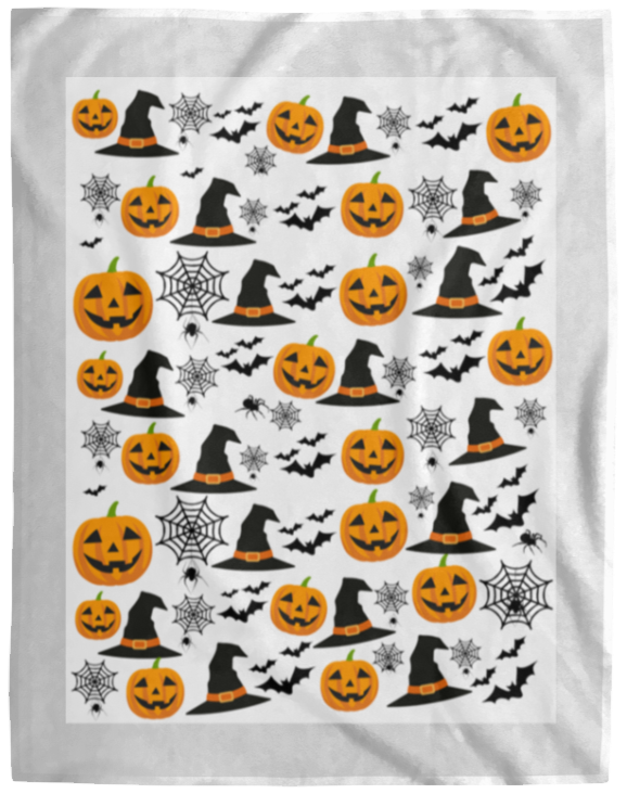 Plush Fleece Blanket - 60x80: HALLOWEEN PUMPKINS, WITCH HATS, BATS,...BLANKET