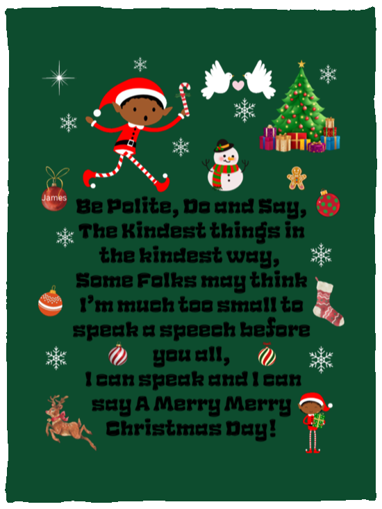 Plush Fleece Blanket - 30x40: ELF JAMES’S CHRISTMAS BLANKET Be Polite, Do and Say, The Kindest Things,…