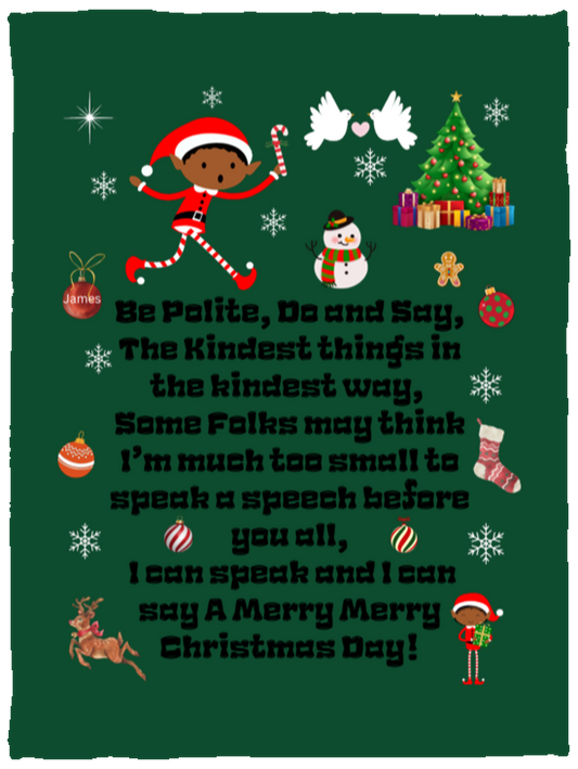 Plush Fleece Blanket - 30x40: ELF JAMES’S CHRISTMAS BLANKET Be Polite, Do and Say, The Kindest Things,…