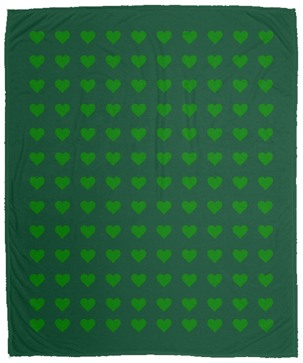 Plush Fleece Blanket - 50x60: GREEN HEARTS