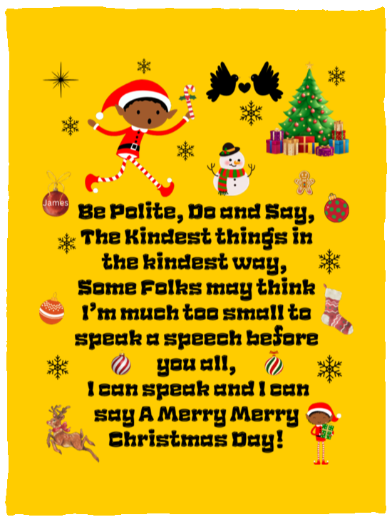 Plush Fleece Blanket - 30x40: ELF JAMES’S CHRISTMAS BLANKET BE POLITE, DO AND SAY, THE KINDEST THINGS,…