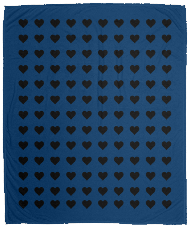 Plush Fleece Blanket - 50x60: BLACK HEARTS