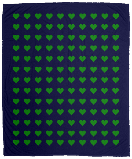 Plush Fleece Blanket - 50x60: GREEN HEARTS