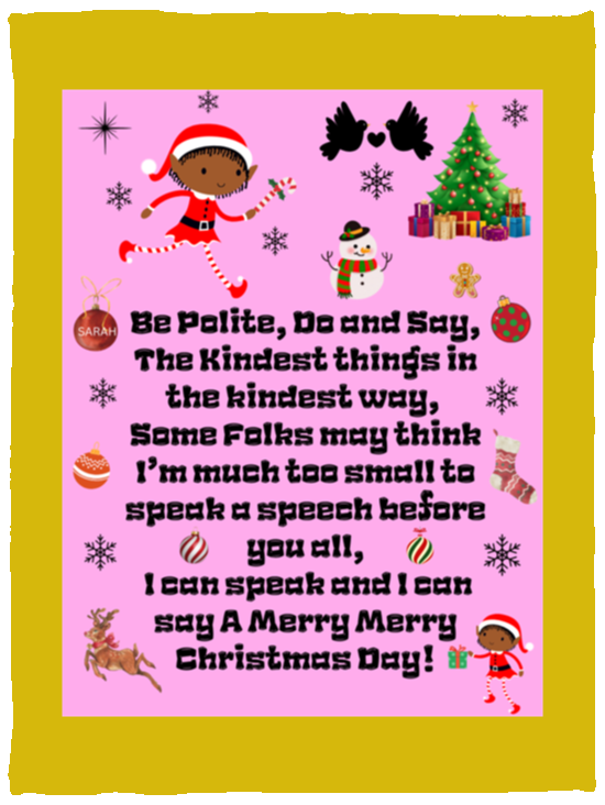 Plush Fleece Blanket - 30x40: ELF SARAH'S CHRISTMAS BLANKET BE POLITE, DO AND SAY, THE KINDEST THINGS,…