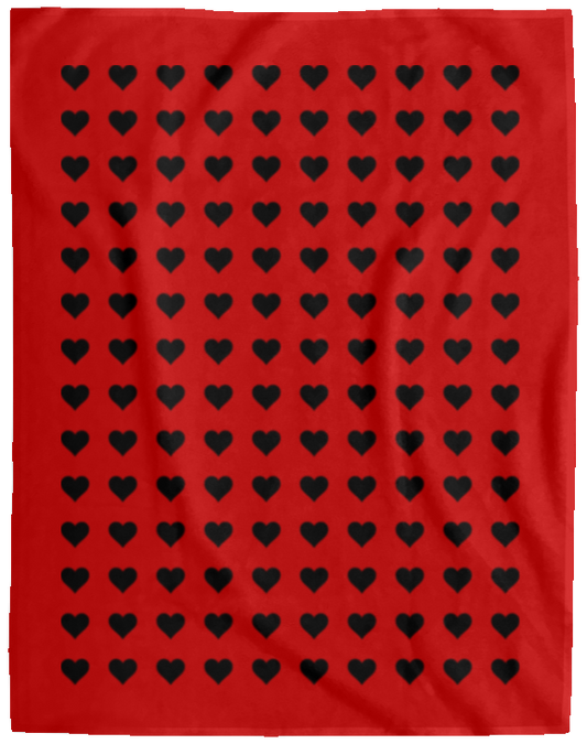 Plush Fleece Blanket - 60x80: BLACK HEARTS