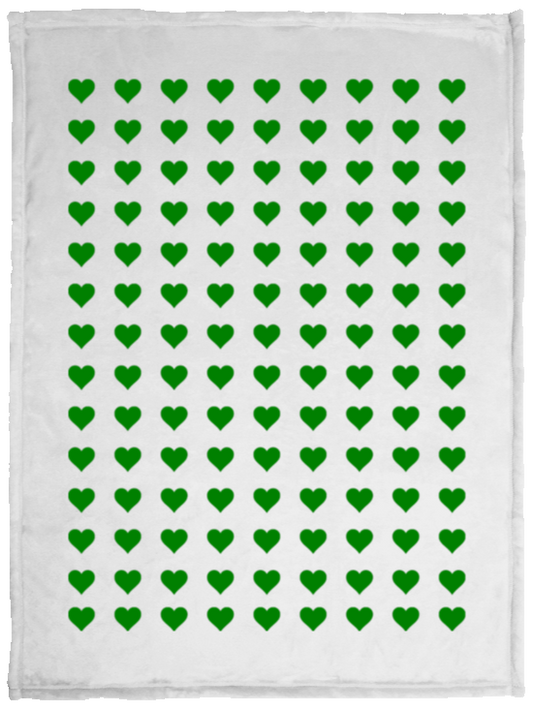 Plush Fleece Blanket - 30x40: GREEN HEARTS