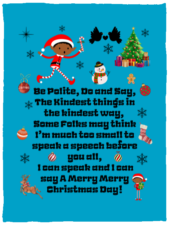 Plush Fleece Blanket - 30x40: ELF JAMES’S CHRISTMAS BLANKET BE POLITE, DO AND SAY, THE KINDEST THINGS,…