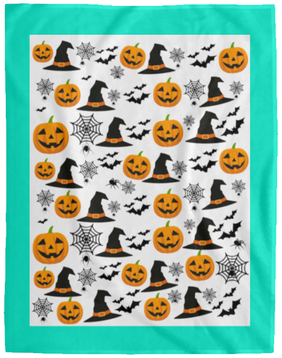 Plush Fleece Blanket - 60x80: HALLOWEEN PUMPKINS, WITCH HATS, BATS,... BLANKET