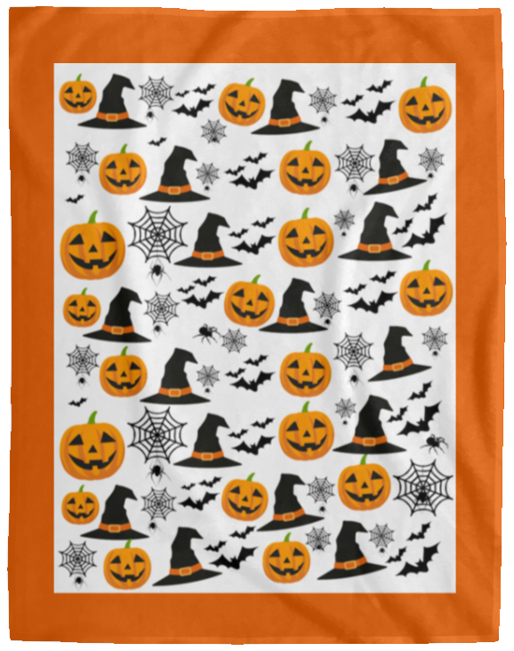 Plush Fleece Blanket - 60x80: HALLOWEEN PUMPKINS, WITCH HATS, BATS,...BLANKET