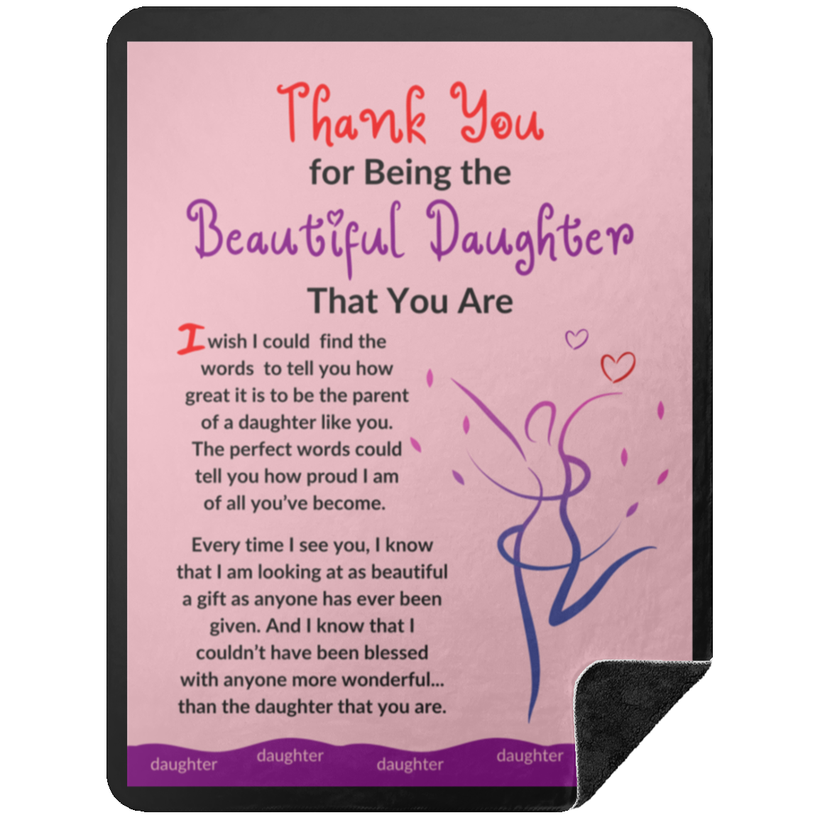 Premium Black Sherpa Blanket 60x80: Thank You for Being the Beautiful Daughter That You Are,...