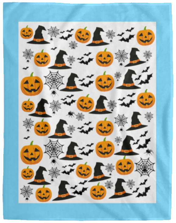 Plush Fleece Blanket - 60x80: HALLOWEEN PUMPKINS, WITCH HATS, BATS,... BLANKET