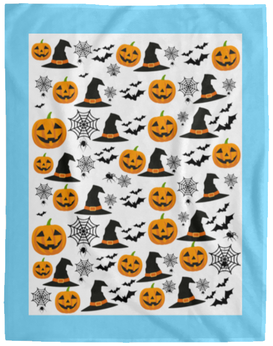 Plush Fleece Blanket - 60x80: HALLOWEEN PUMPKINS, WITCH HATS, BATS,... BLANKET