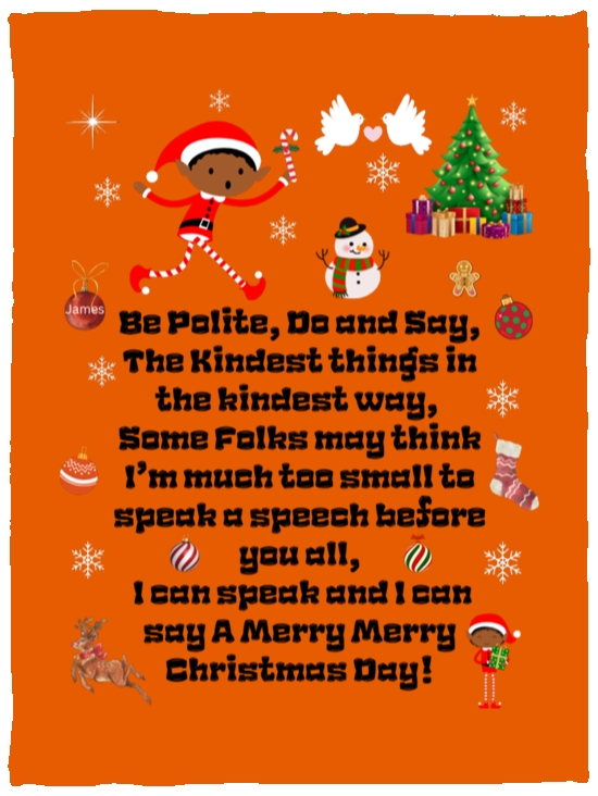 Plush Fleece Blanket - 30x40: ELF JAMES’S CHRISTMAS BLANKET Be Polite, Do and Say, The Kindest Things,…