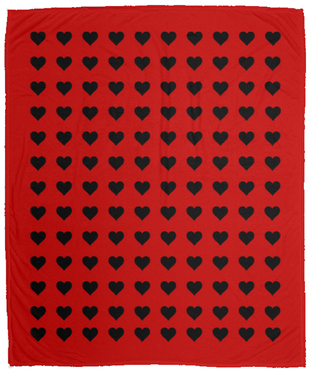 Plush Fleece Blanket - 50x60: BLACK HEARTS