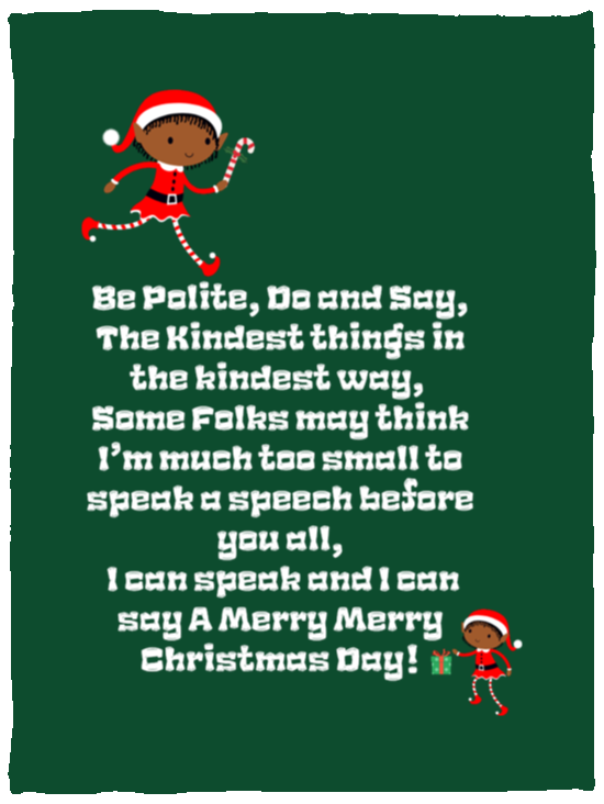 Plush Fleece Blanket - 30x40: ELF SARAH’S CHRISTMAS BLANKET BE POLITE, DO AND SAY, THE KINDEST THINGS,...