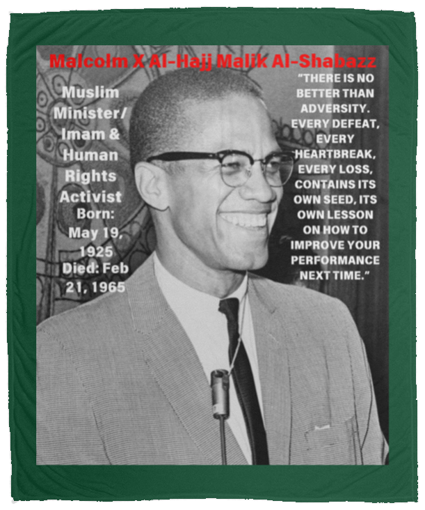 Plush Fleece Blanket - 50x60: MALCOLM X BLANKET