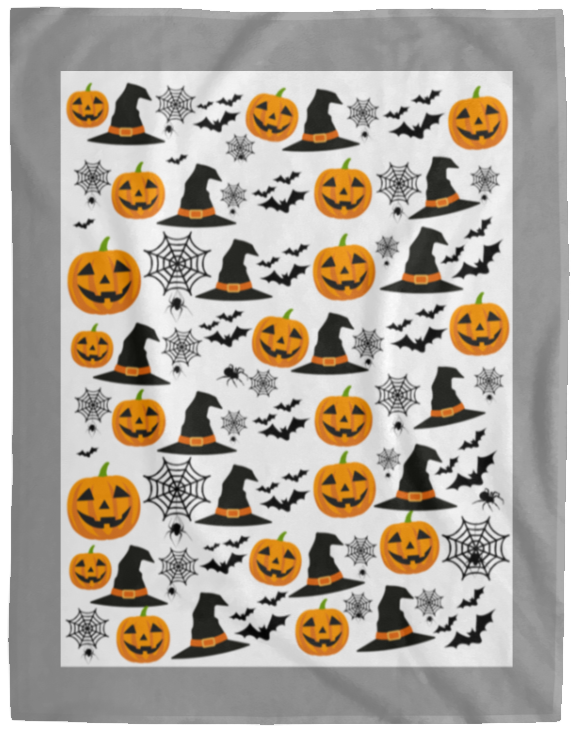 Plush Fleece Blanket - 60x80: HALLOWEEN PUMPKINS, WITCH HATS, BATS,... BLANKET