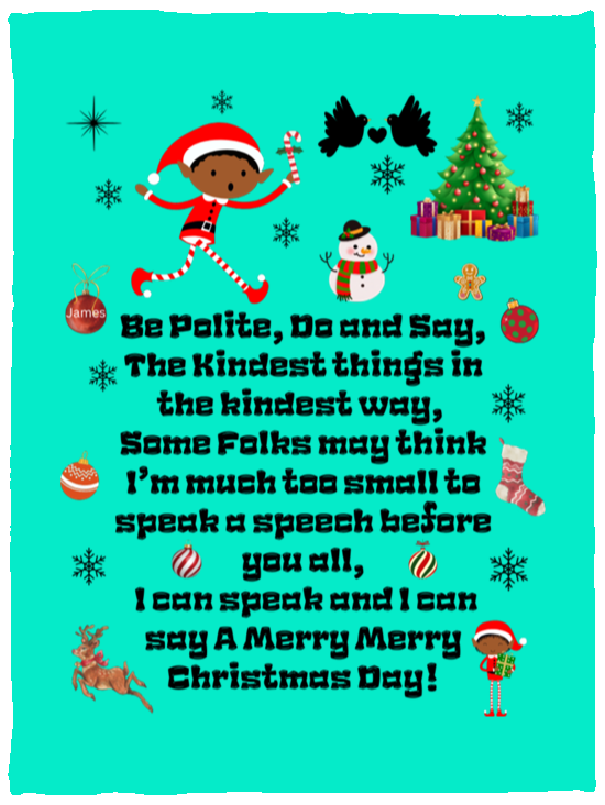 Plush Fleece Blanket - 30x40: ELF JAMES’S CHRISTMAS BLANKET BE POLITE, DO AND SAY, THE KINDEST THINGS,…