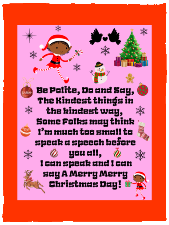 Plush Fleece Blanket - 30x40: ELF SARAH'S CHRISTMAS BLANKET BE POLITE, DO AND SAY, THE KINDEST THINGS,…