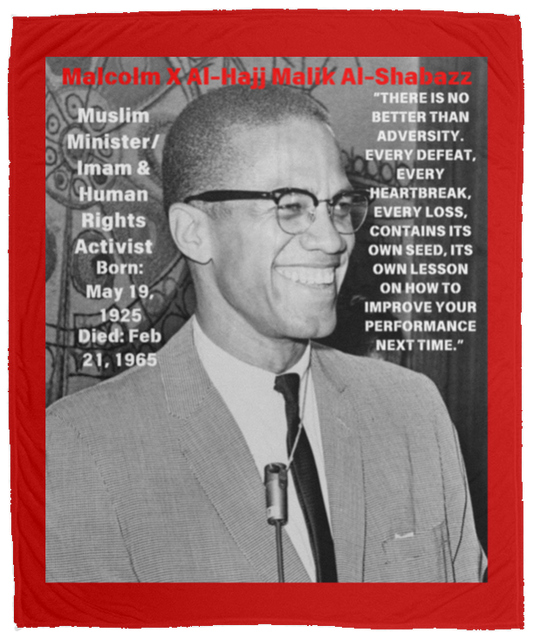 Plush Fleece Blanket - 50x60: MALCOLM X 1964 BLANKET INSPIRATION QUOTE