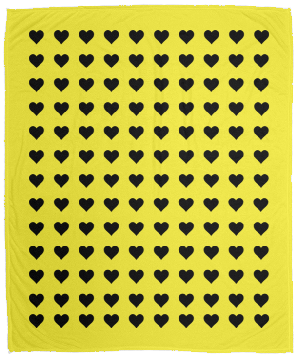 Plush Fleece Blanket - 50x60: BLACK HEARTS