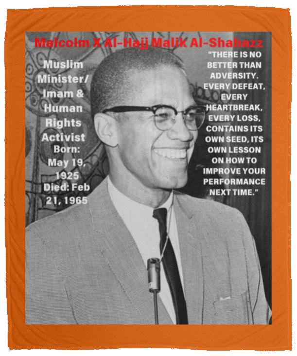 Plush Fleece Blanket - 50x60: MALCOLM X BLANKET