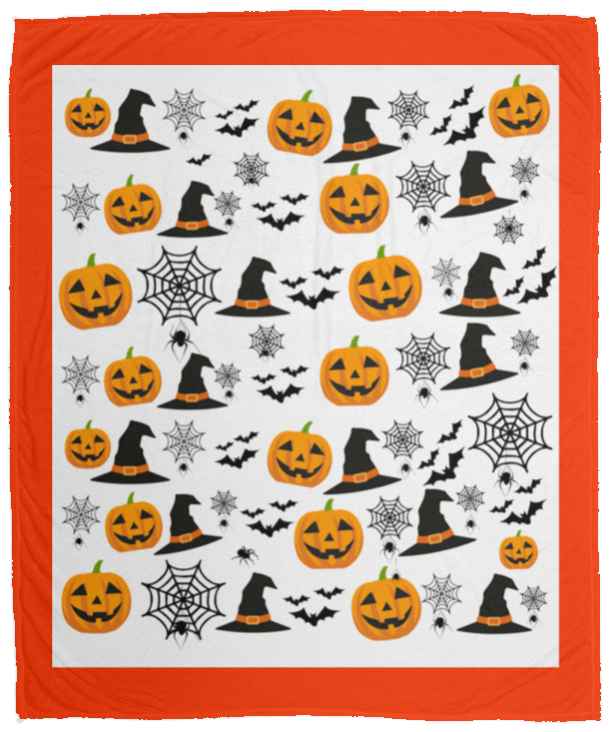 Plush Fleece Blanket - 50x60: HALLOWEEN PUMPKINS, WITCH HATS,  BATS,...BLANKET