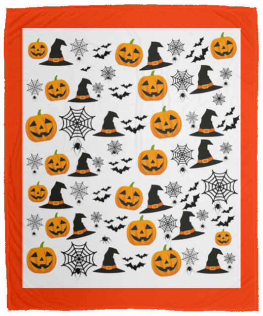 Plush Fleece Blanket - 50x60: HALLOWEEN PUMPKINS, WITCH HATS,  BATS,...BLANKET