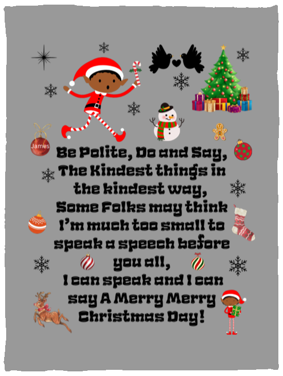 Plush Fleece Blanket - 30x40: ELF JAMES’S CHRISTMAS BLANKET BE POLITE, DO AND SAY, THE KINDEST THINGS,…