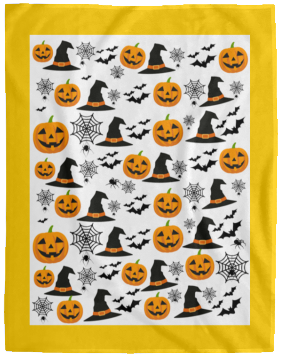 Plush Fleece Blanket - 60x80: HALLOWEEN PUMPKINS, WITCH HATS, BATS,...BLANKET