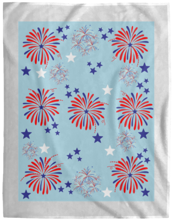 Plush Fleece Blanket - 60x80: 4TH OF JULY FIREWORKS