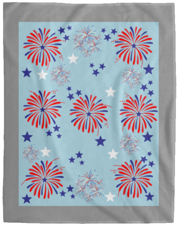 Plush Fleece Blanket - 60x80: 4TH OF JULY FIREWORKS