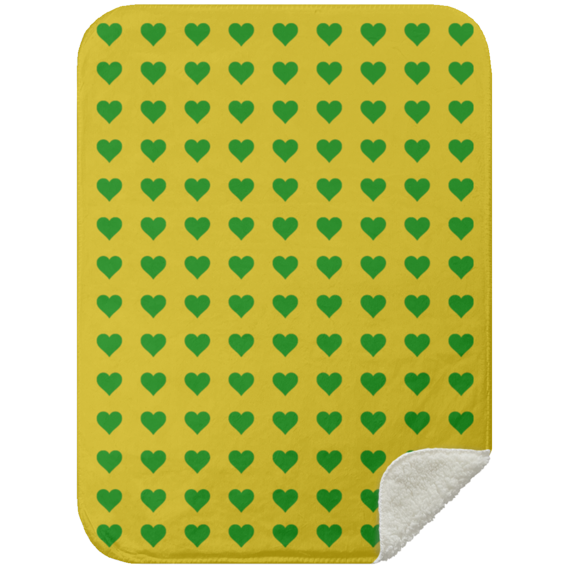 Premium Sherpa Blanket 30x40: GREEN HEARTS