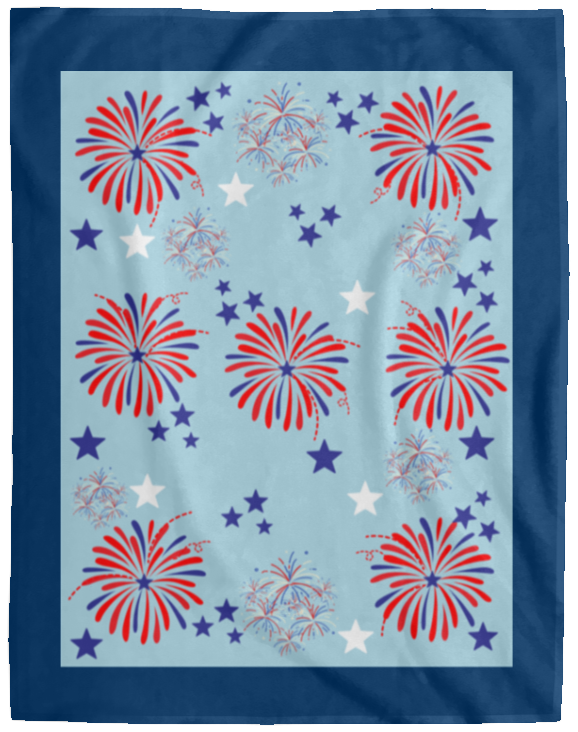 Plush Fleece Blanket - 60x80: 4TH OF JULY FIREWORKS