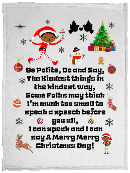 Plush Fleece Blanket - 30x40: ELF JAMES’S CHRISTMAS BLANKET BE POLITE, DO AND SAY, THE KINDEST THINGS,…