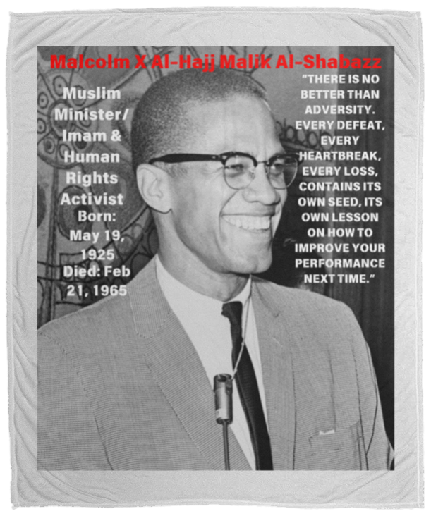 Plush Fleece Blanket - 50x60: MALCOLM X BLANKET