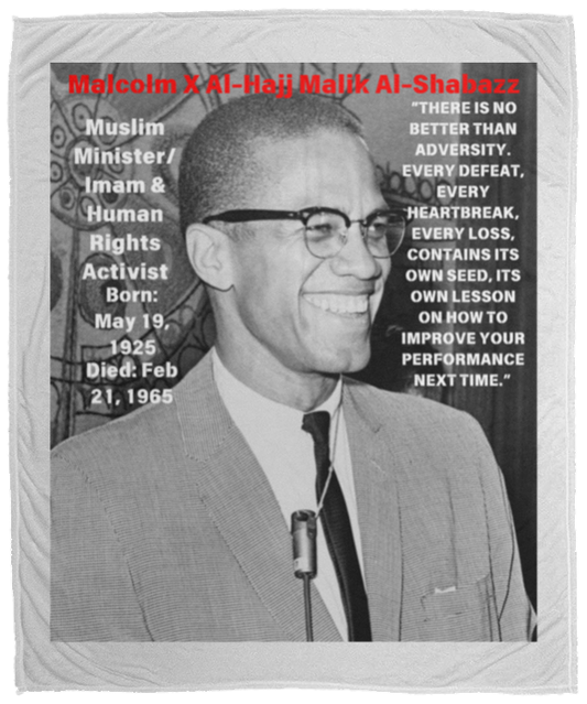 Plush Fleece Blanket - 50x60: MALCOLM X BLANKET