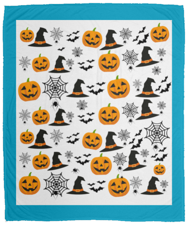 Plush Fleece Blanket - 50x60: HALLOWEEN PUMPKINS, WITCH HATS,...BLANKET