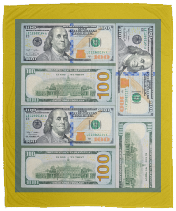 Plush Fleece Blanket - 50x60: $100 DOLLAR BILL BLANKET